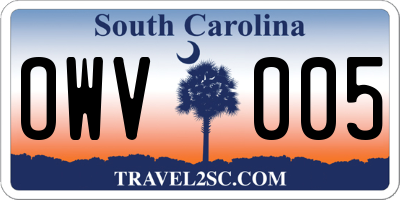 SC license plate OWV005