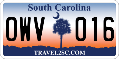 SC license plate OWV016