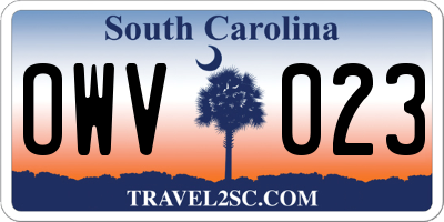 SC license plate OWV023