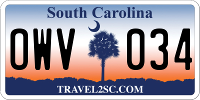 SC license plate OWV034