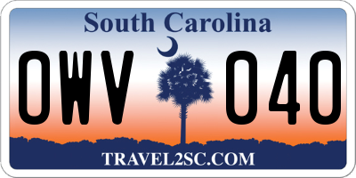 SC license plate OWV040