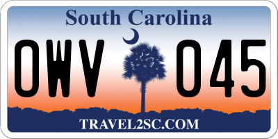 SC license plate OWV045