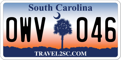 SC license plate OWV046