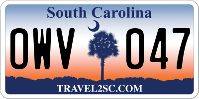 SC license plate OWV047