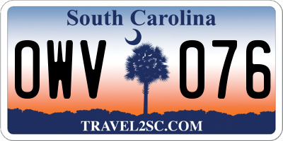 SC license plate OWV076