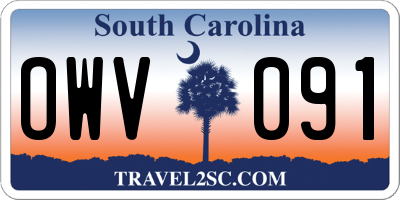 SC license plate OWV091