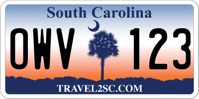 SC license plate OWV123