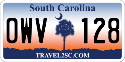 SC license plate OWV128