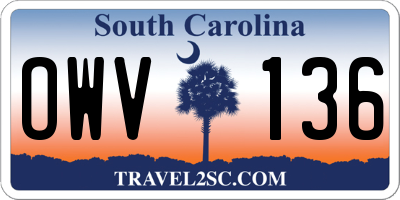 SC license plate OWV136