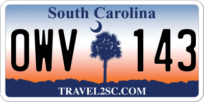 SC license plate OWV143