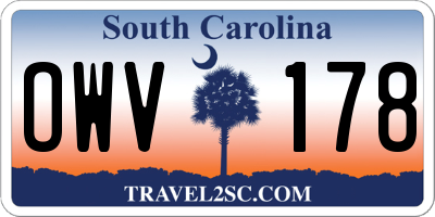 SC license plate OWV178