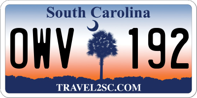 SC license plate OWV192