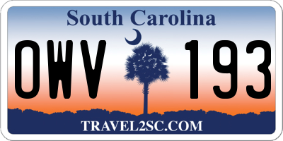 SC license plate OWV193