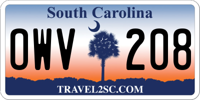 SC license plate OWV208
