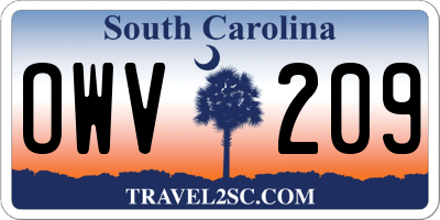 SC license plate OWV209