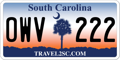 SC license plate OWV222