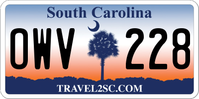 SC license plate OWV228