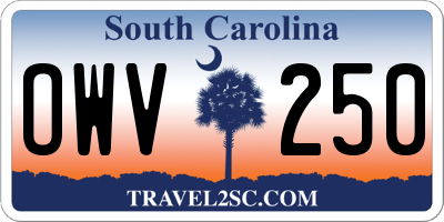 SC license plate OWV250