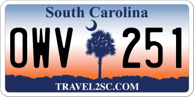 SC license plate OWV251