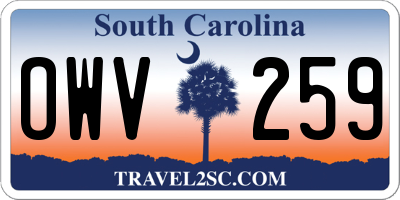 SC license plate OWV259