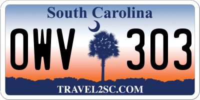 SC license plate OWV303
