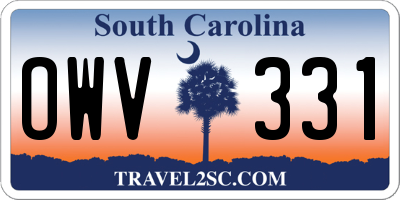 SC license plate OWV331