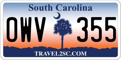 SC license plate OWV355
