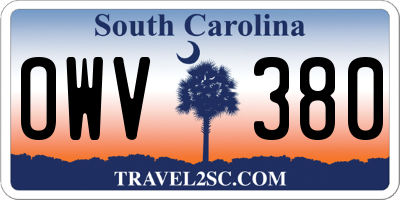 SC license plate OWV380