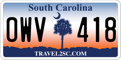 SC license plate OWV418