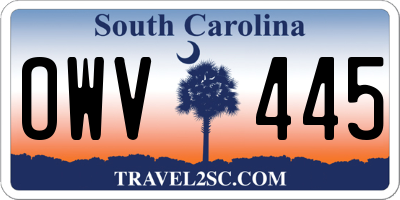 SC license plate OWV445