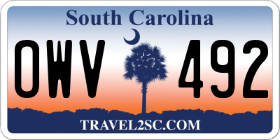 SC license plate OWV492