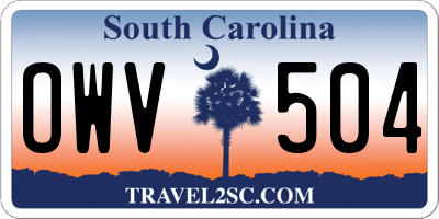 SC license plate OWV504