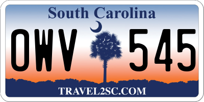 SC license plate OWV545