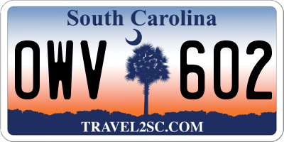 SC license plate OWV602