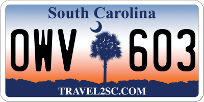 SC license plate OWV603