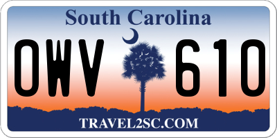 SC license plate OWV610
