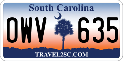 SC license plate OWV635