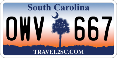 SC license plate OWV667