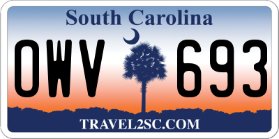 SC license plate OWV693