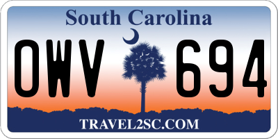 SC license plate OWV694