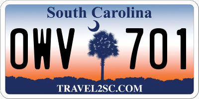 SC license plate OWV701