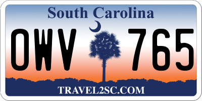 SC license plate OWV765