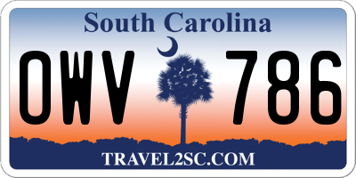 SC license plate OWV786
