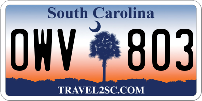 SC license plate OWV803