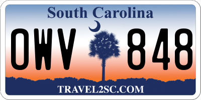 SC license plate OWV848