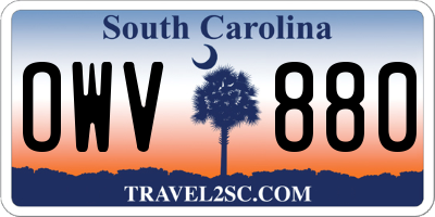 SC license plate OWV880