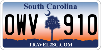 SC license plate OWV910