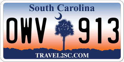 SC license plate OWV913