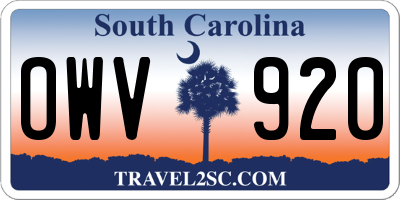 SC license plate OWV920