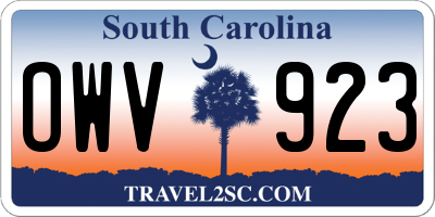 SC license plate OWV923